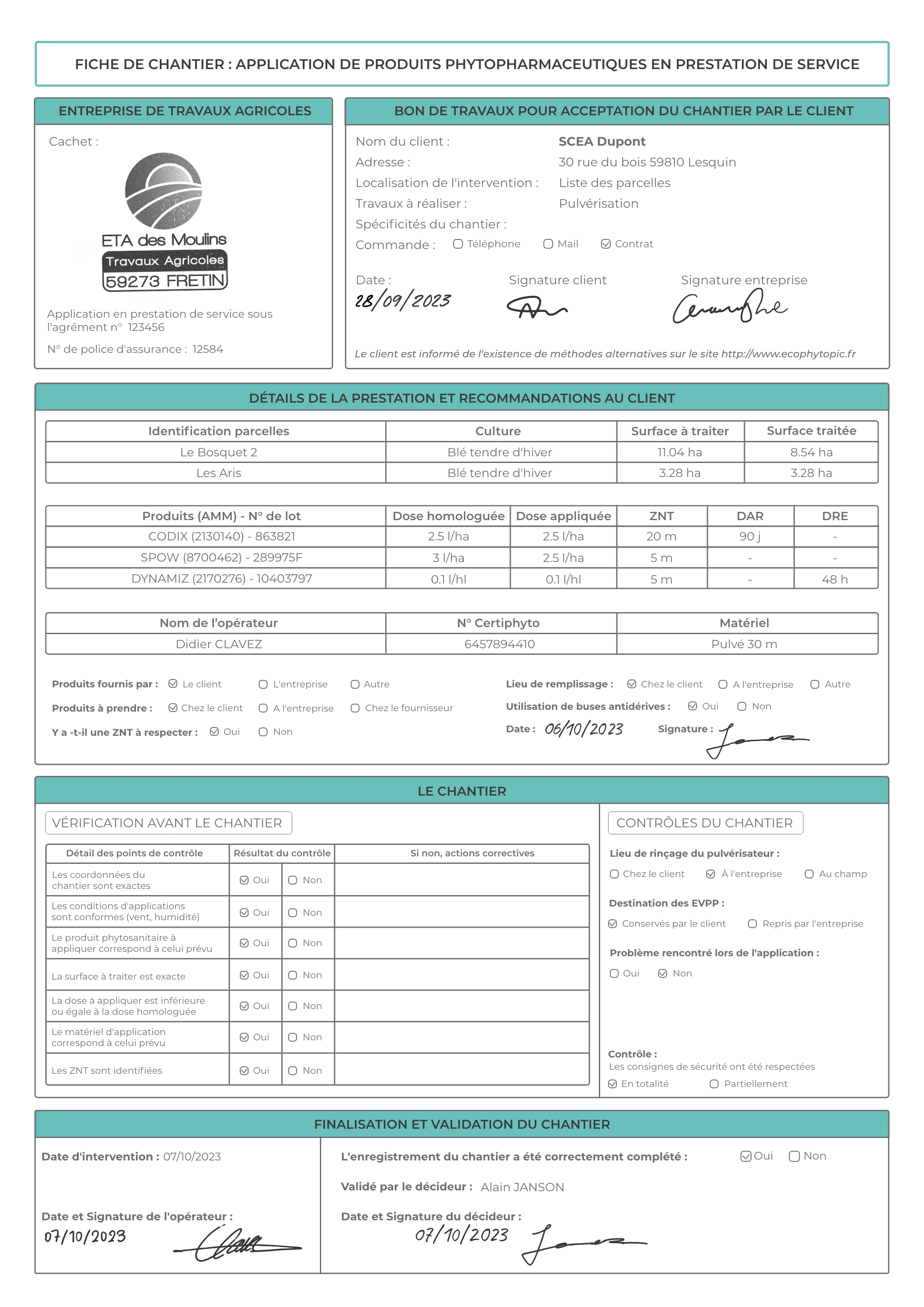 Fiche de chantier FEV24